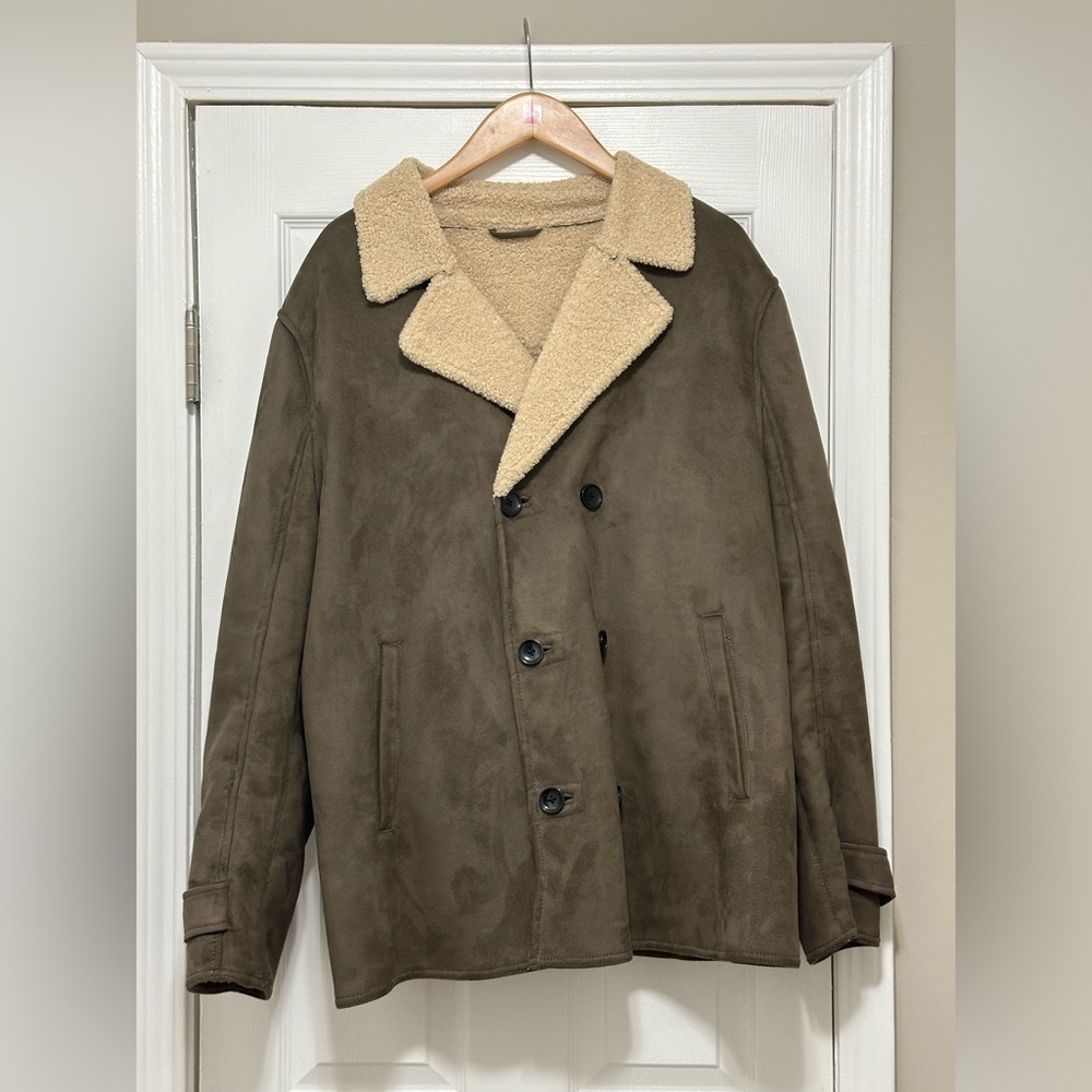 Zara Suede Sherpa Jacket size XL NWOT